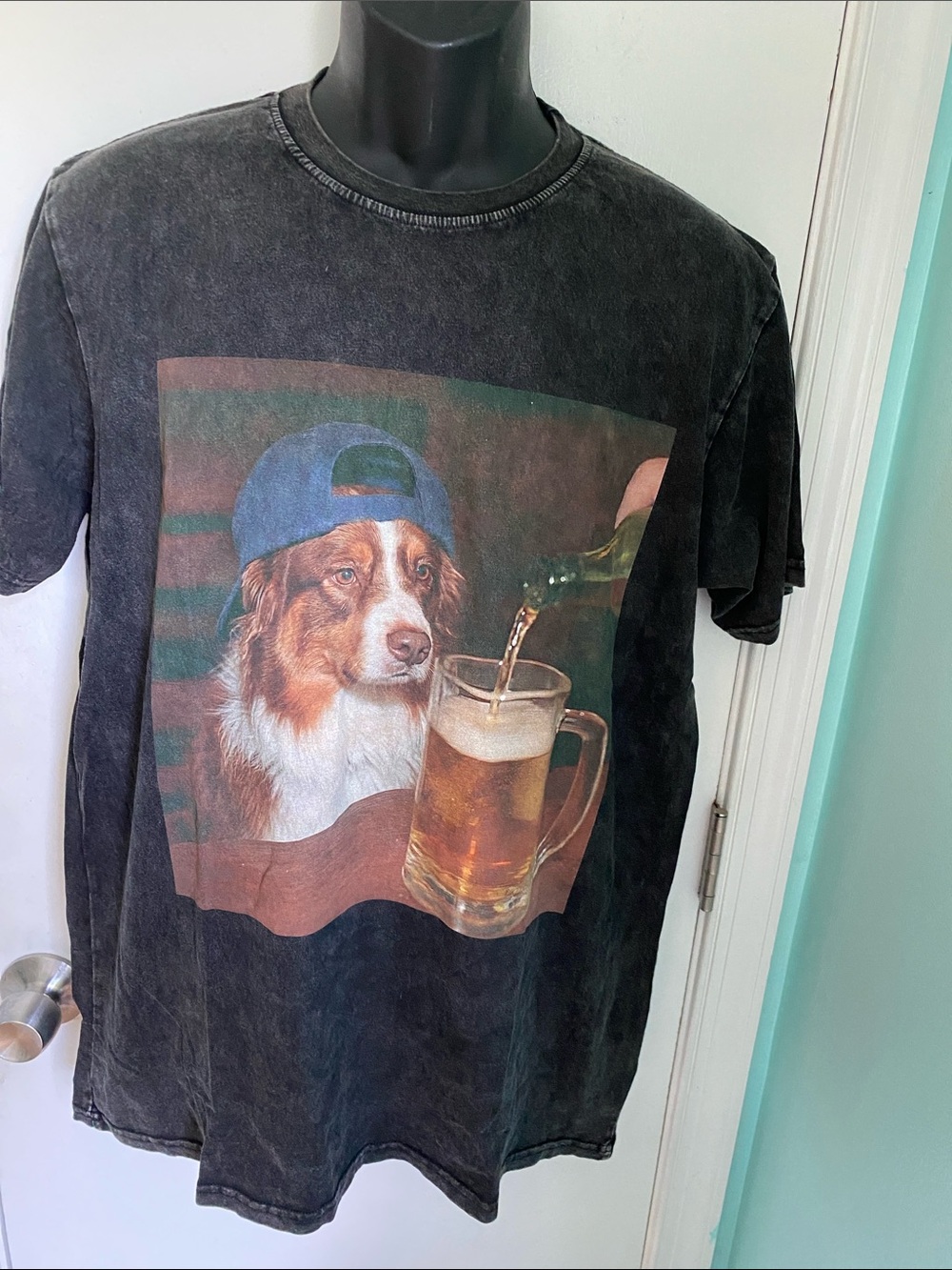 Comfort Colors Black Graphic Dog Tee with Beer Mug Print